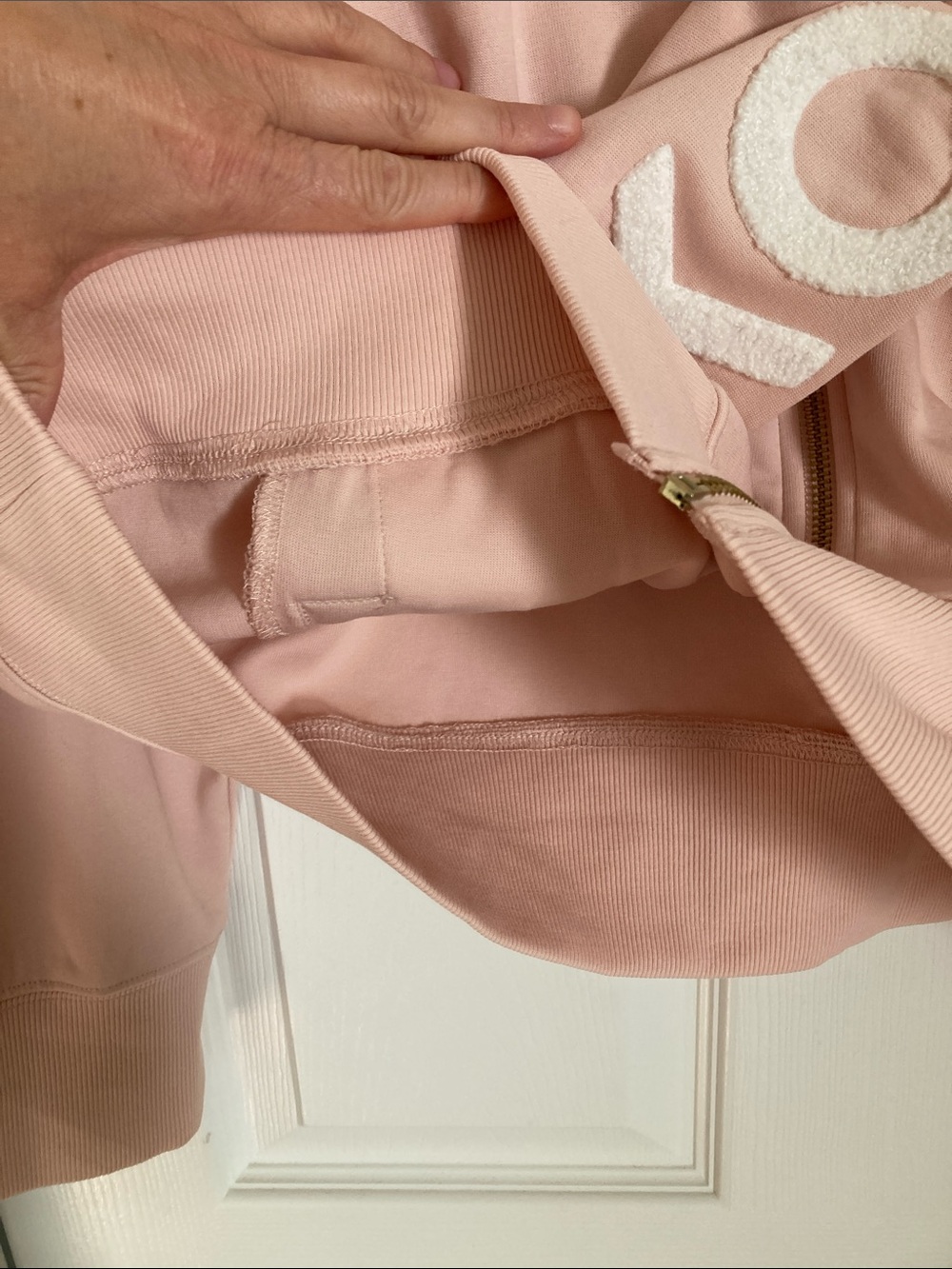 Michael KORS cotton blend zip unisex hoodie in powder blush - Picture 4 of 5